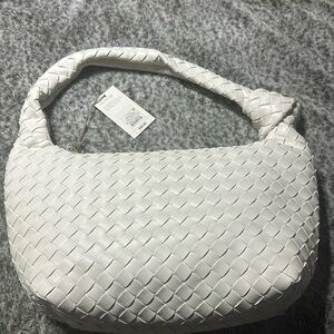 White large woven purse